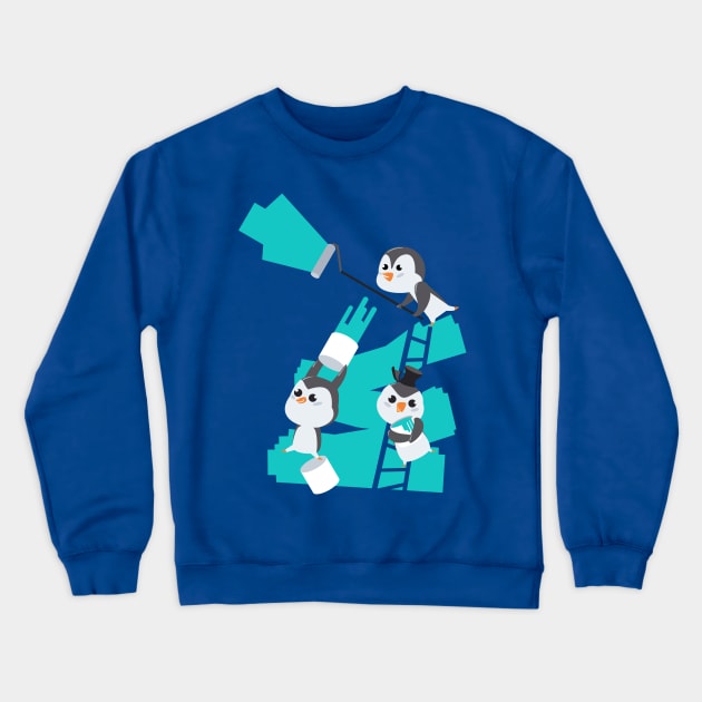 Penguin painting services Crewneck Sweatshirt by pencildog